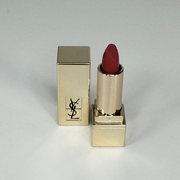 YSL Yves Saint Laurent Rouge Pur Couture Caring Satin Lipstick Red Travel .05 oz - Picture 4 of 5